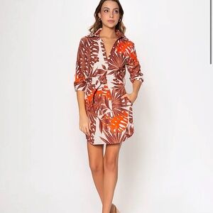 Tropical Print Shirt Dress